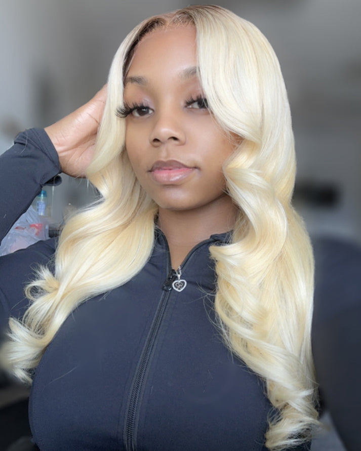 Ombre Blonde 1B/613 Colored Human Hair Wigs 13x4 Lace Fronat Wig with Baby Hair