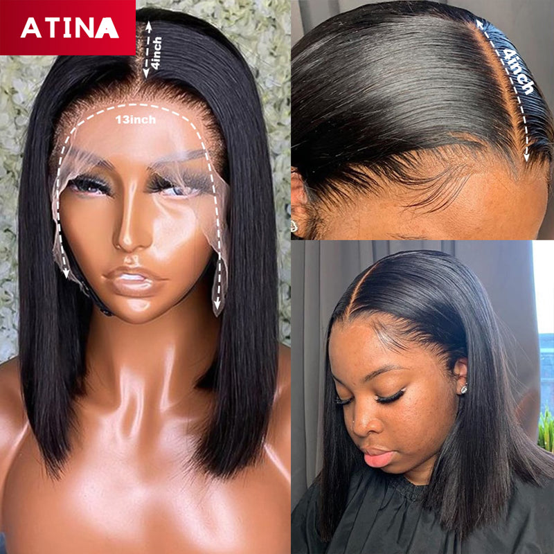 Crystal Lace Bob Wig 13x4 Lace Front Human Hair Wigs Pre-plucked with Baby Hair