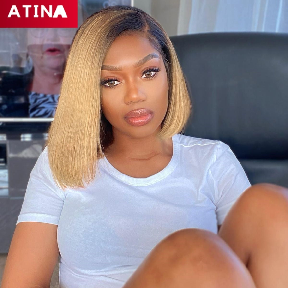 Short 1B/27 Ombre Honey Blonde Bob Wig 13X4 Lace Front Human Hair Wigs