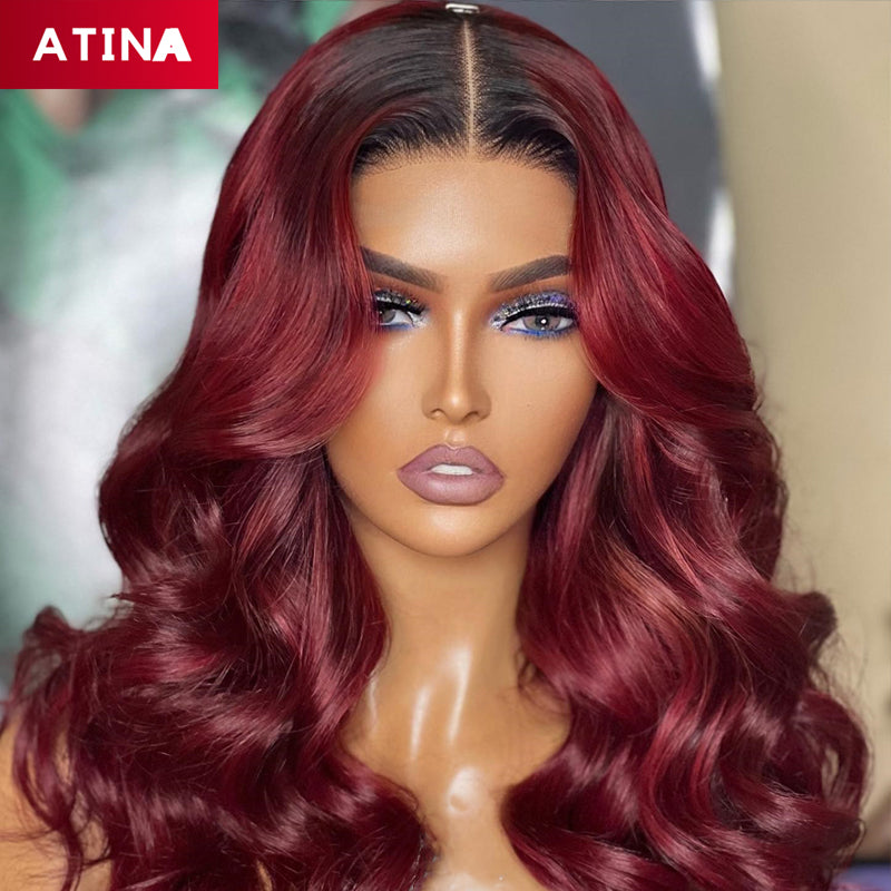 1B/99J Burgundy Body Wave Ombre Red Human Hair Wigs