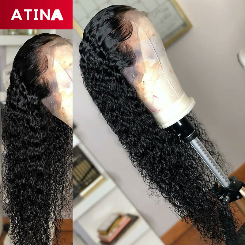 360 Lace Frontal Wig Pre Plucked with Baby Hair Curly Brazilian Water Wave Lace Front Human Hair Wigs Water Wave Atina Hair