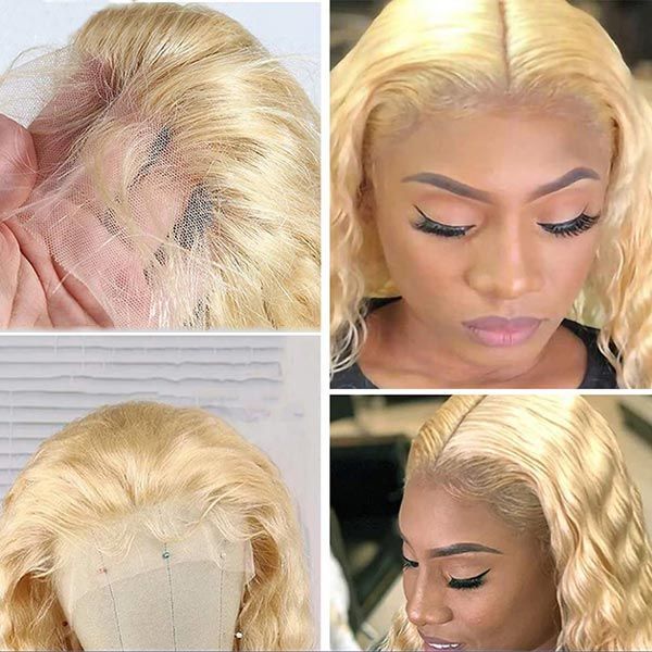 613 Blonde Color Deep Curly 13x4 Lace Front Human Hair Wigs
