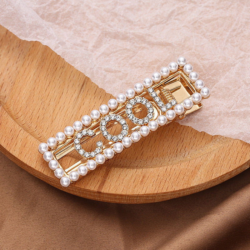 Fashion Women Girls Pearl Hair Clips Set Elegant Headwear Hairpins Barrettes Korea Design Hairpin Headband Hair Accessories New Crystal Shiny Rhinestones Word Letters Styling Tool Hairgrip Diamond Clips Clamp