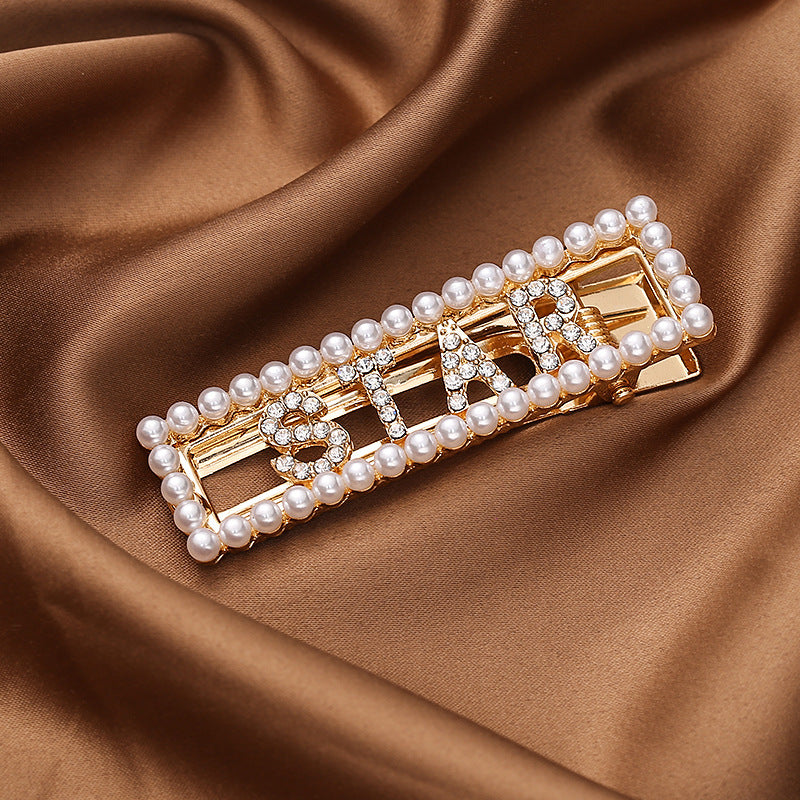Fashion Women Girls Pearl Hair Clips Set Elegant Headwear Hairpins Barrettes Korea Design Hairpin Headband Hair Accessories New Crystal Shiny Rhinestones Word Letters Styling Tool Hairgrip Diamond Clips Clamp