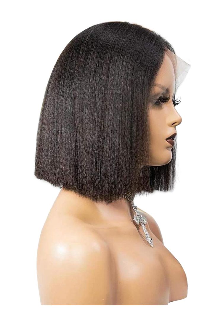 Realistic Wig Curly Baby Hair Kinky Straight Bob Wig