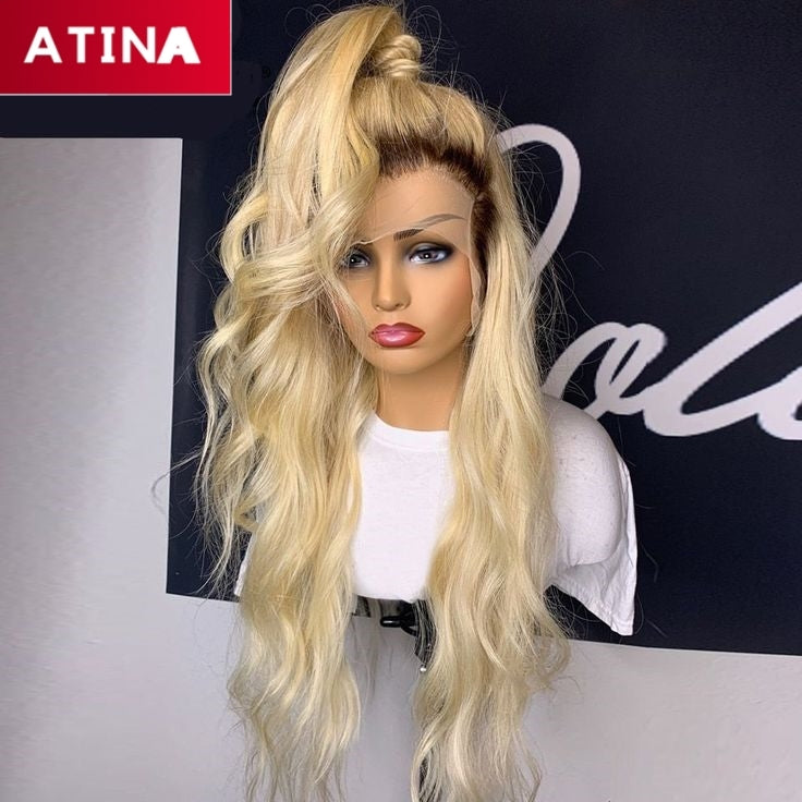 Ombre Blonde 1B/613 Colored Human Hair Wigs 13x4 Lace Fronat Wig with Baby Hair