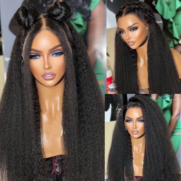 13x4 Crystal HD Lace Frontal Hair Wigs | Kinky Straight Pre Plucked with Baby Hair