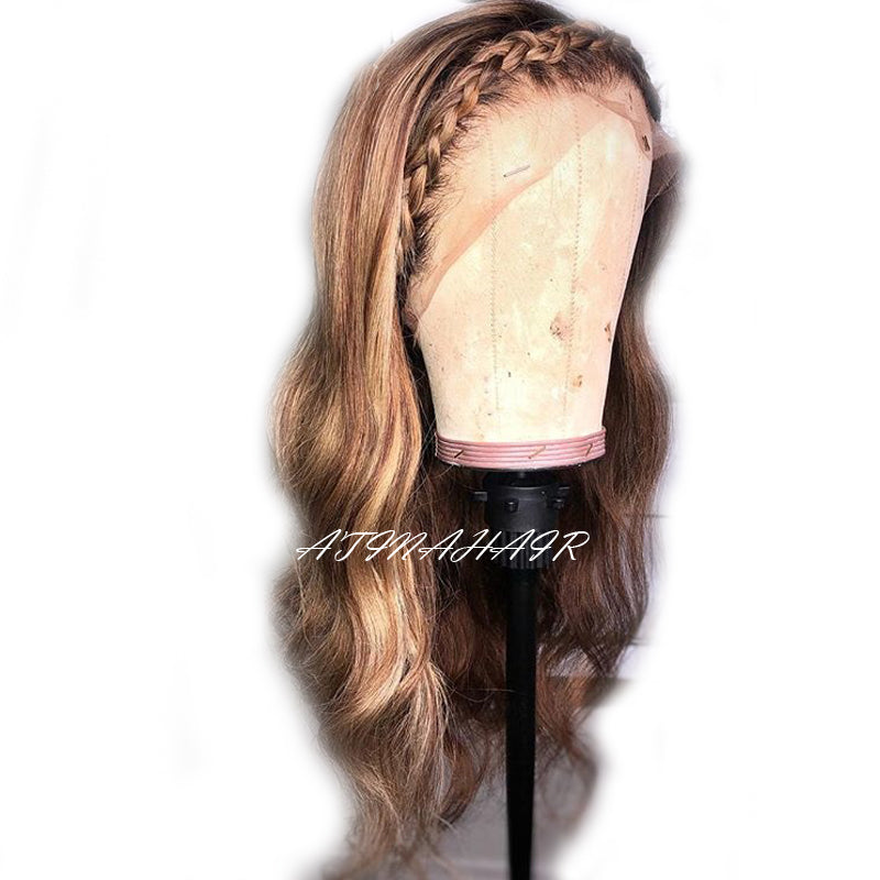 Mya Highlight Wig Hd Lace Wig Body Wave Wavy Pre Plucked 13x6 Lace Front Human Hair Wigs Atina Hair left