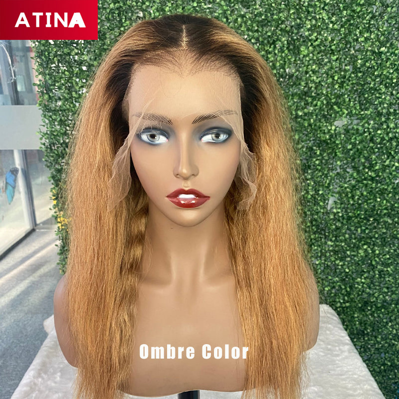 NEW Clear Crystal Lace Ombre Higlight Lace Front Human Hair Wigs Wet & Wavy 2in1 Kinky Straight to Curly