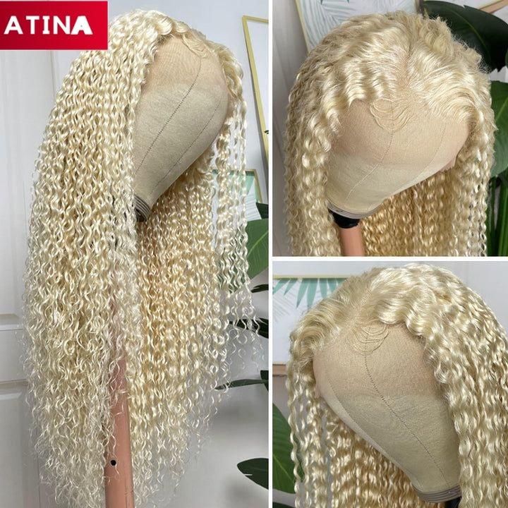 613 Blonde Color Deep Curly 13x4 Lace Front Human Hair Wigs