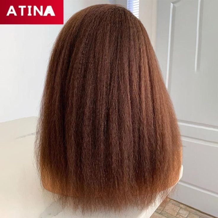 Brown Kinky Straight 13x4 Lace Frontal Human Hair Wigs