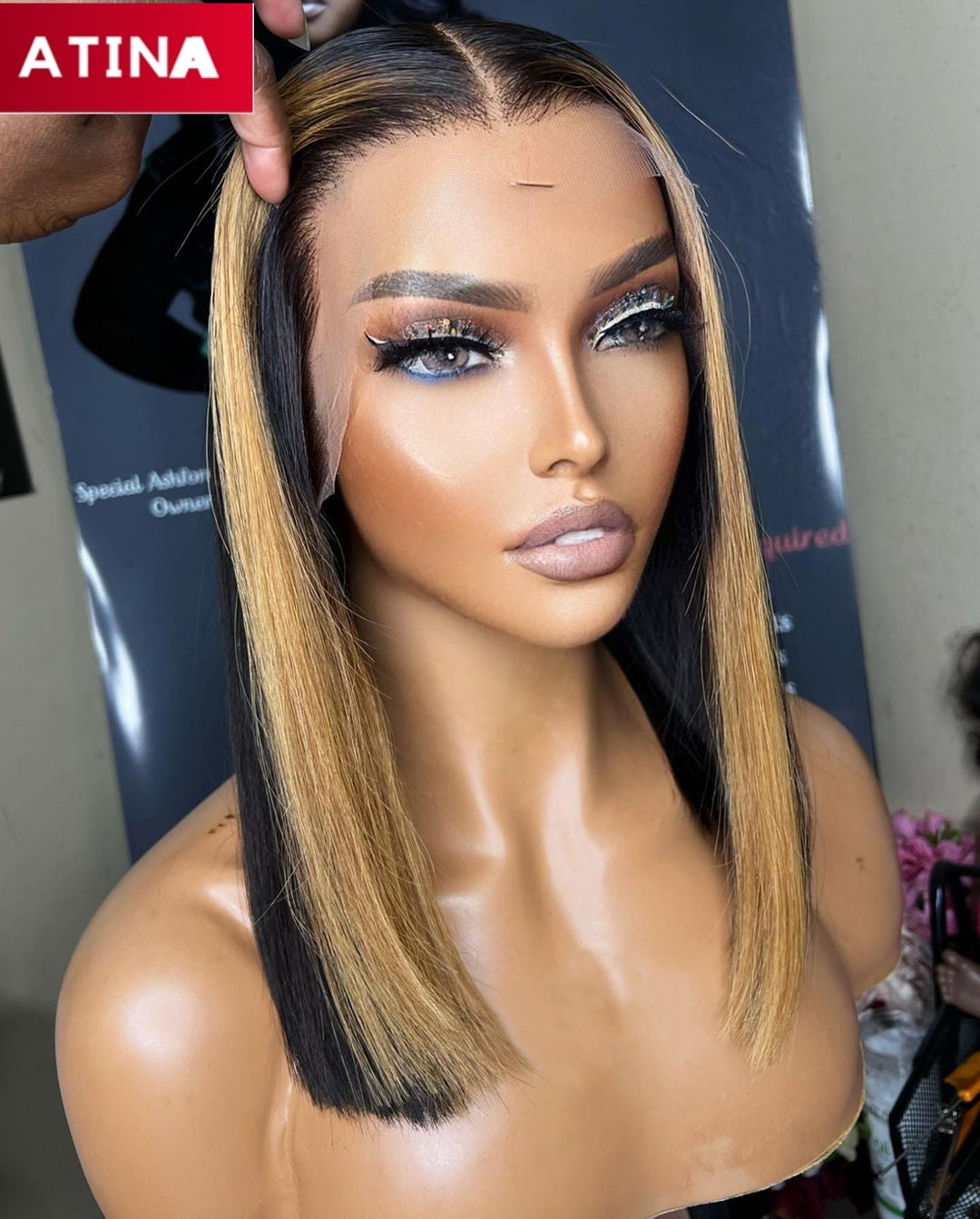 1B/27 Ombre Colored 13x4 Lace Front Wig Straight Short BOB Wigs 100% Human Hair