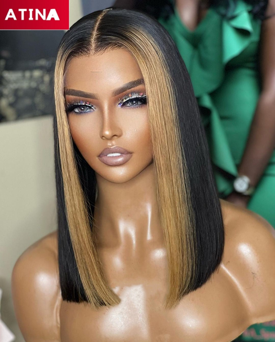 1B/27 Ombre Colored 13x4 Lace Front Wig Straight Short BOB Wigs 100% Human Hair
