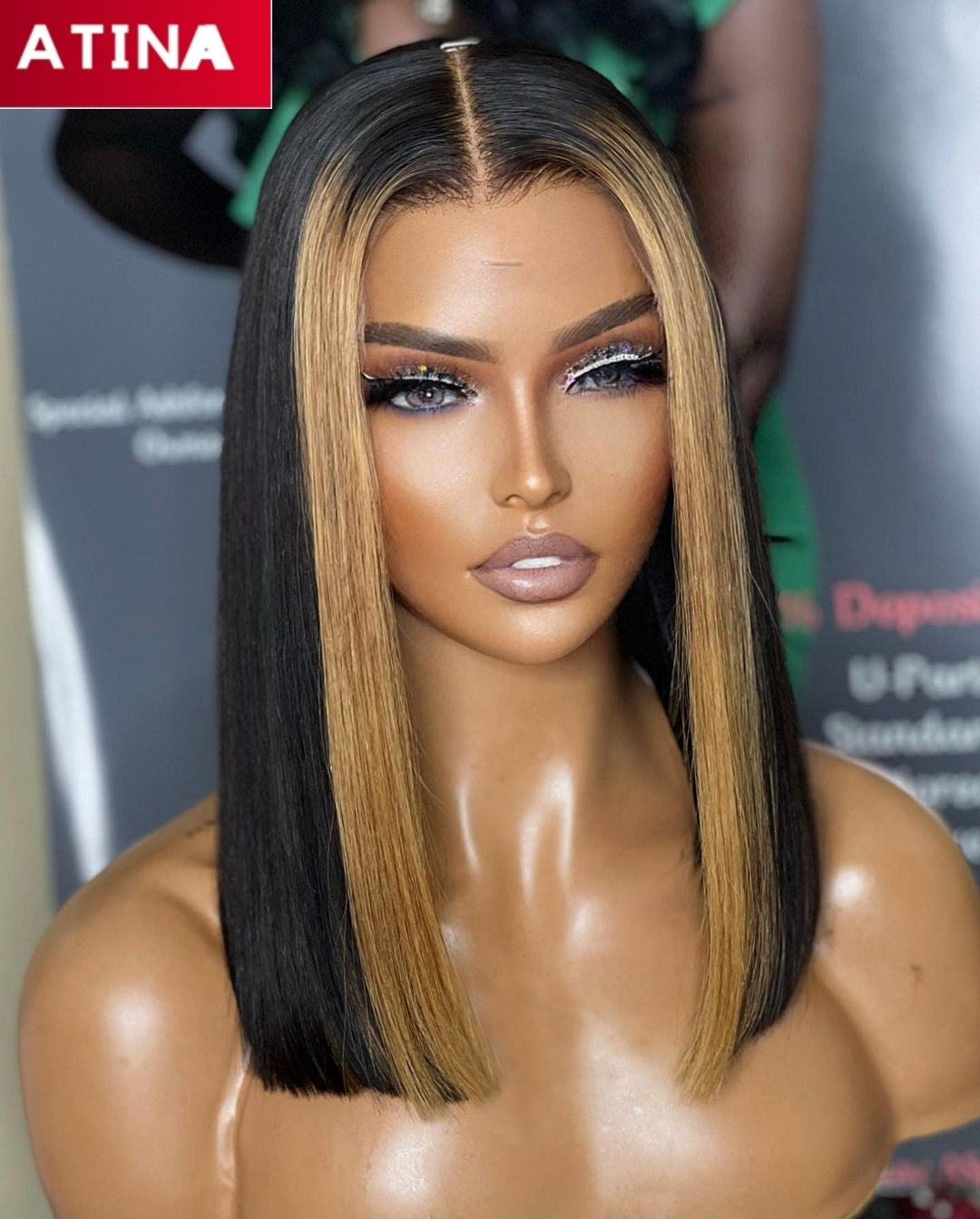 1B/27 Ombre Colored 13x4 Lace Front Wig Straight Short BOB Wigs 100% Human Hair