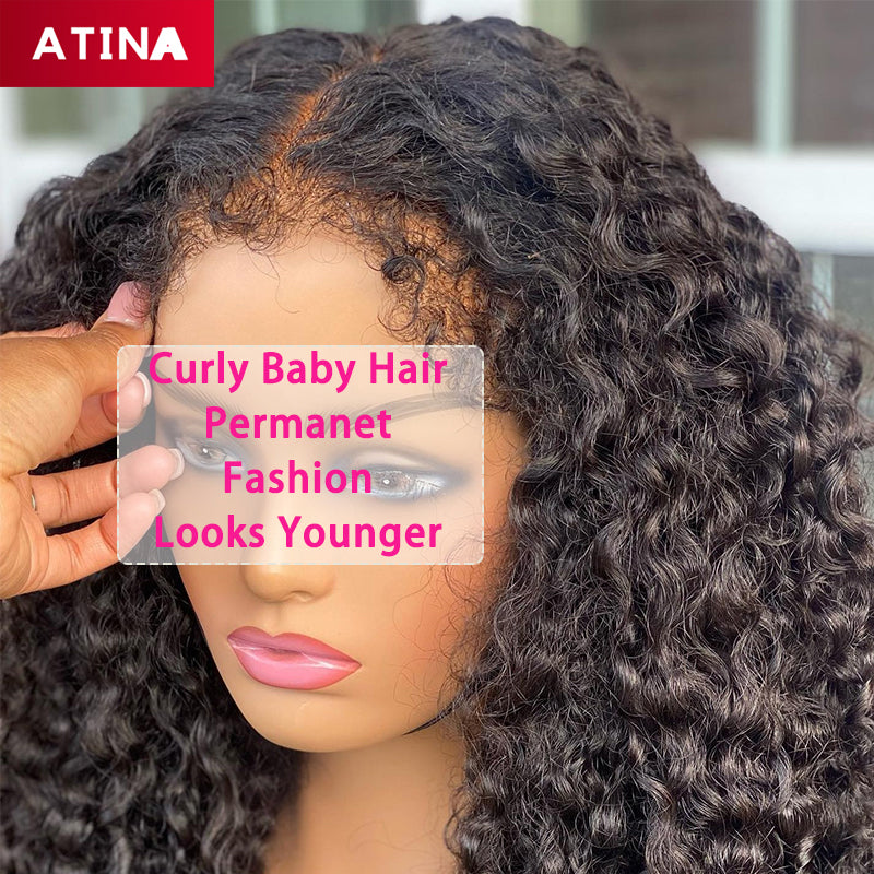 Curly Baby Hair Crystal Lace Kinky Curly 13x6 Lace Front Wigs