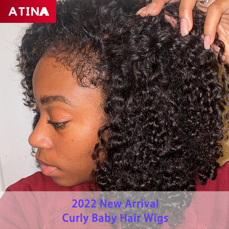 Curly Baby Hair Crystal Lace Kinky Curly 13x6 Lace Front Wigs
