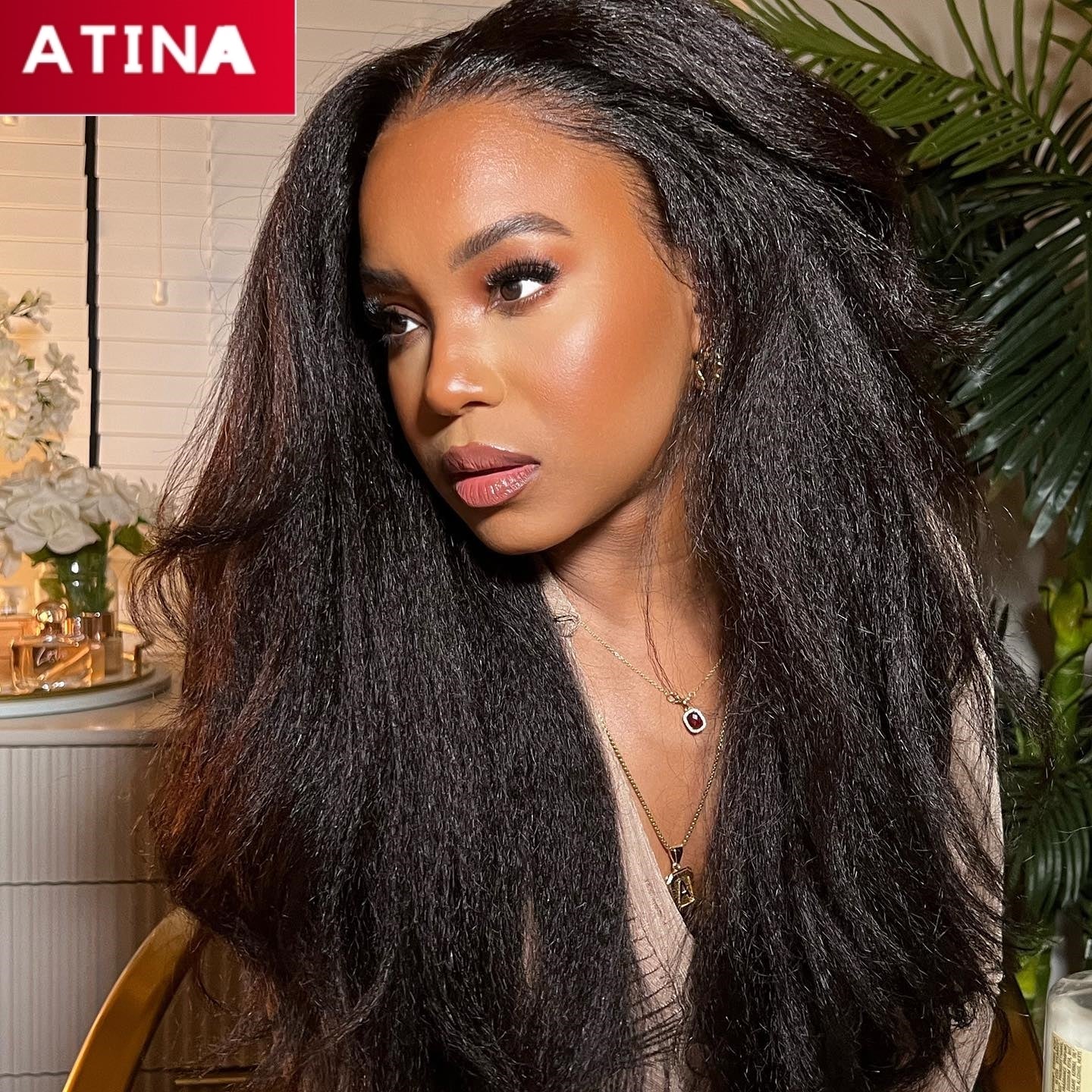 13x4 Crystal HD Lace Frontal Hair Wigs | Kinky Straight Pre Plucked with Baby Hair