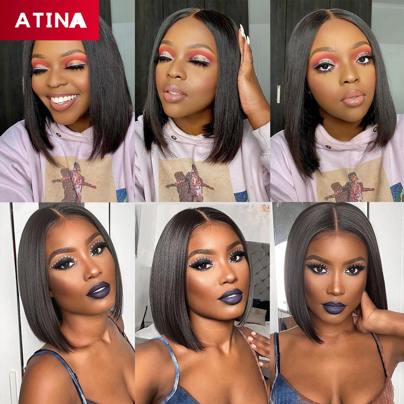 Crystal Lace Bob Wig 13x4 Lace Front Human Hair Wigs Pre-plucked with Baby Hair