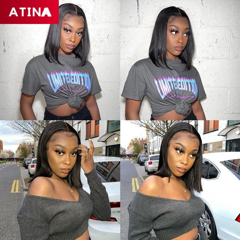 Crystal Lace Bob Wig 13x4 Lace Front Human Hair Wigs Pre-plucked with Baby Hair