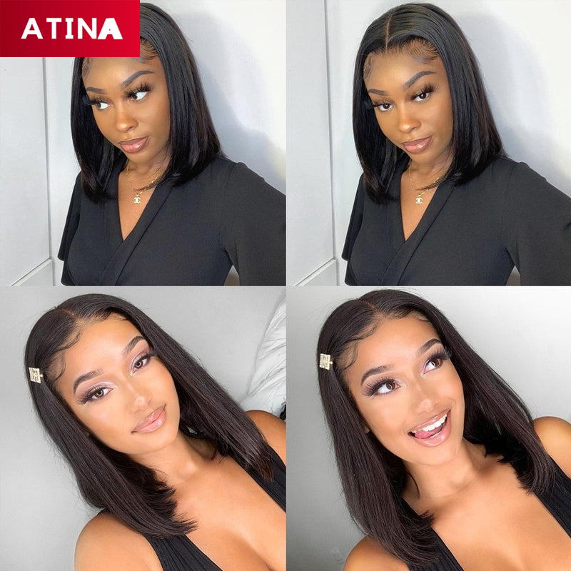 Crystal Lace Bob Wig 13x4 Lace Front Human Hair Wigs Pre-plucked with Baby Hair
