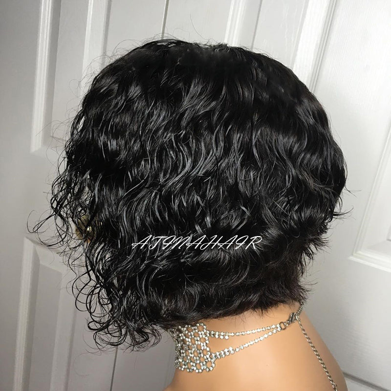 Glueless Short Bob Wig Brazilian Body Wave Human Hair Wigs 4X4 Lace Closure Wigs Pre Plucked Hairline for Women left