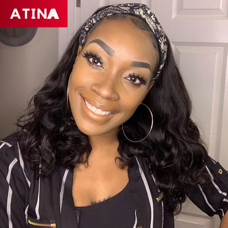 Headband Wig Human Hair Wigs With Headband Brazilian Body Wave Full Machine Made Wig For Black Women Atina