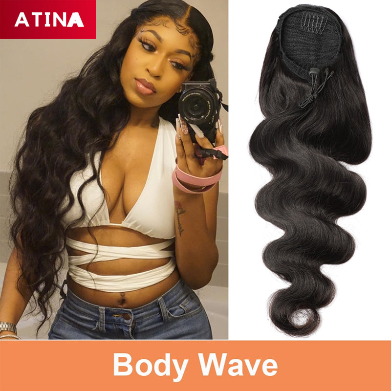 Body Wave Ponytail Extensions Drawstring Human Hair Brazilian Hair Ponytail | Clip In