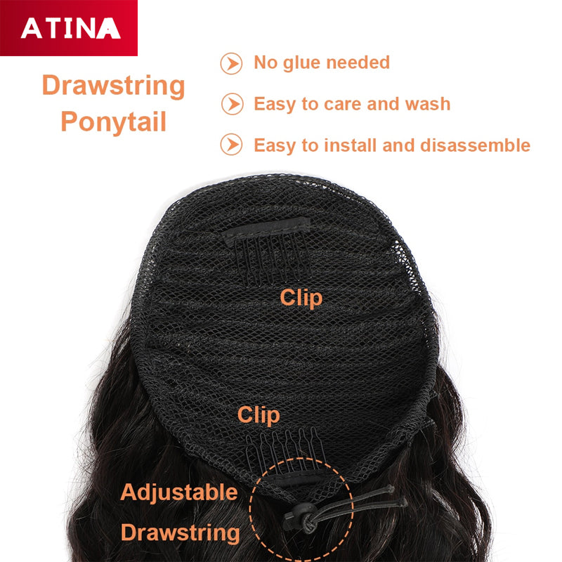 Body Wave Ponytail Extensions Drawstring Human Hair Brazilian Hair Ponytail | Clip In
