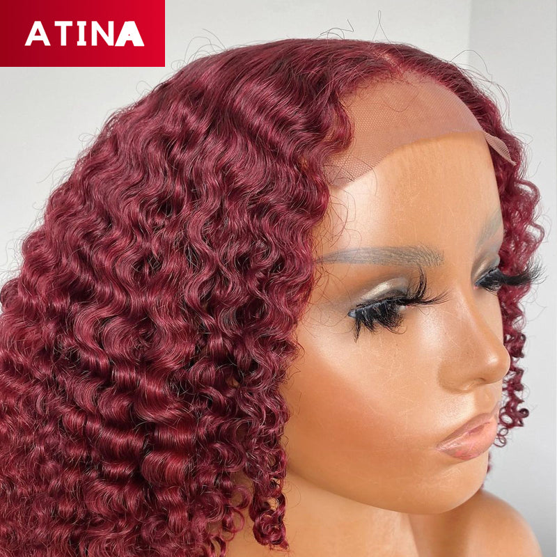 Burgundy 99J Curly Wigs Short Bob Wig 13x4 Lace Front Wig