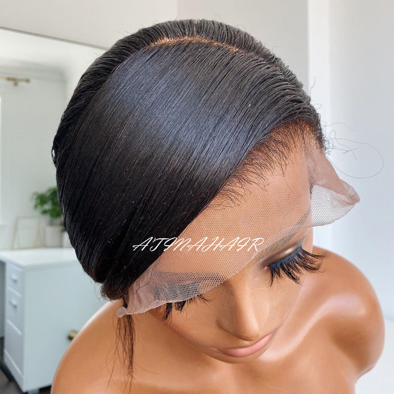 Glueless Light Yaki Human Hair Wig 360 Lace Frontal Wig Pre Plucked With Baby Hair Italian Yaki Straight Coarse Yaki Wigs front