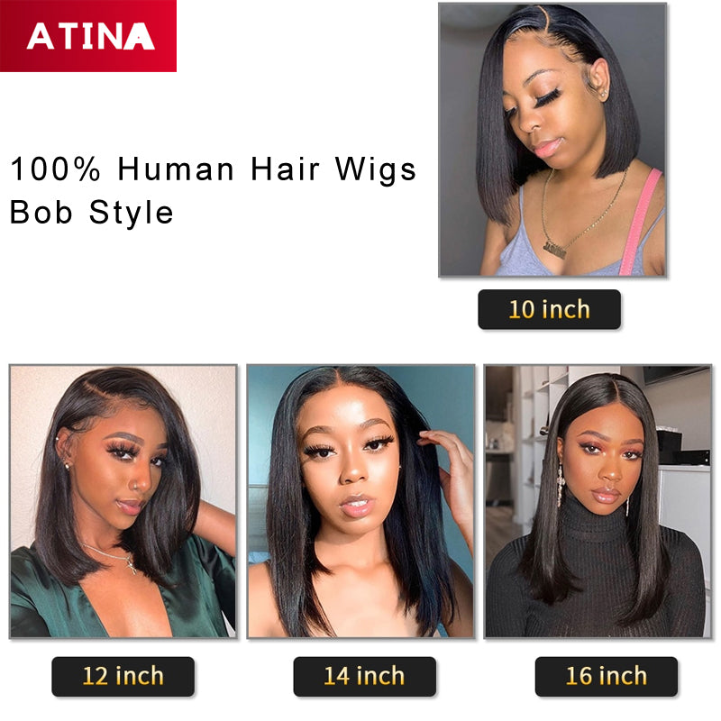 Crystal Lace Bob Wig 13x4 Lace Front Human Hair Wigs Pre-plucked with Baby Hair