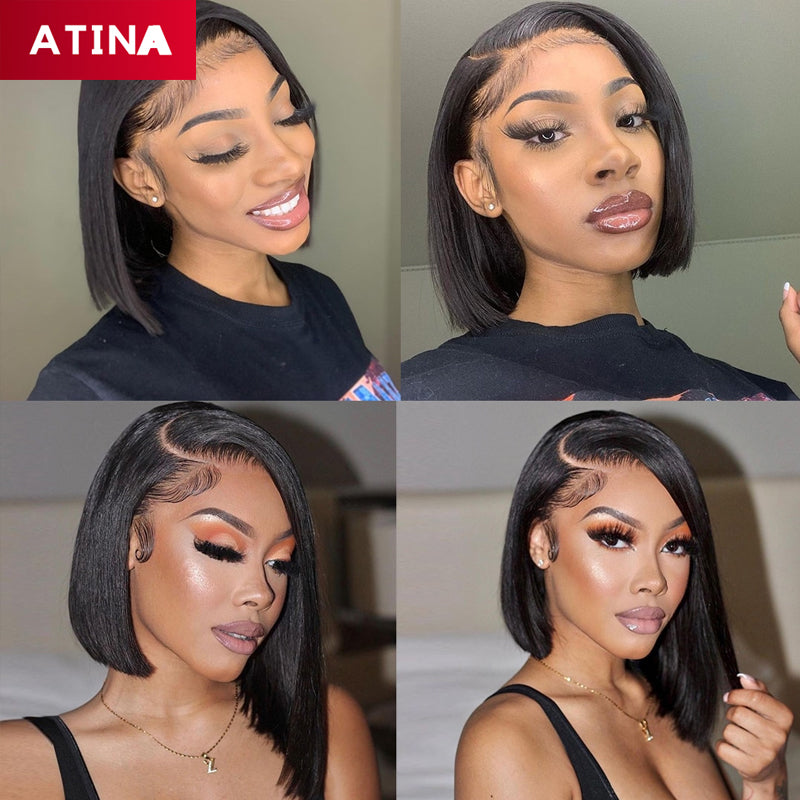Crystal Lace Bob Wig 13x4 Lace Front Human Hair Wigs Pre-plucked with Baby Hair