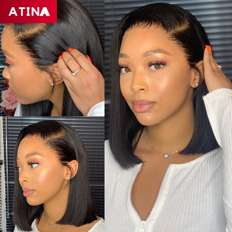 Crystal Lace Bob Wig 13x4 Lace Front Human Hair Wigs Pre-plucked with Baby Hair