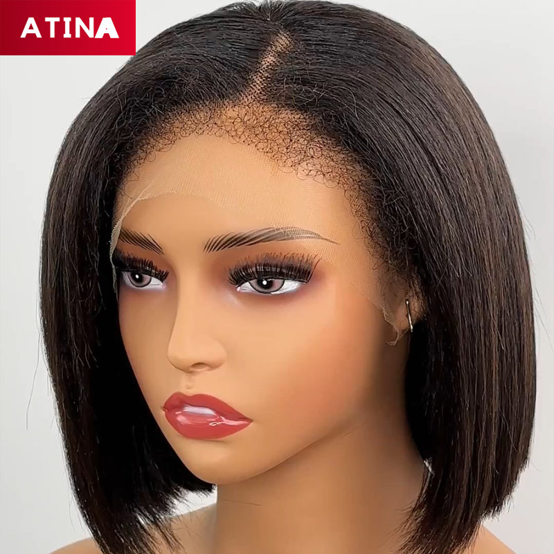 Curly Baby Hair Italian Coarse Yaki Bob Wig 100% Human Hair Wigs For Black Women