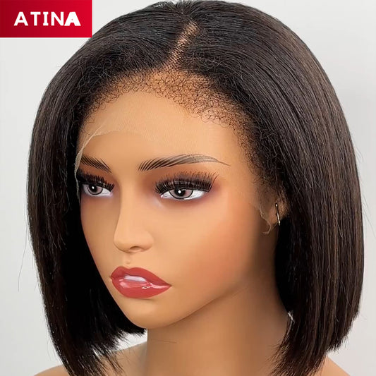 Curly Baby Hair Italian Coarse Yaki Bob Wig 100% Human Hair Wigs For Black Women