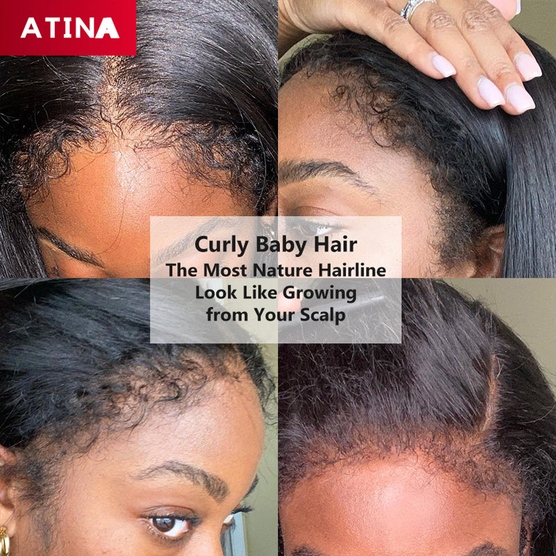 Curly Baby Hair Body Wave Crystal Lace Wig Pre Plucked Glueless 13x6 Lace Front Human Hair Wigs Atina Hair
