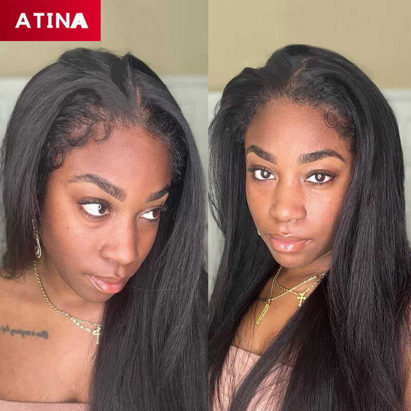 Curly Baby Hair Crystal Lace Italian Coarse Yaki 13x6 Lace Front Human Hair Wigs
