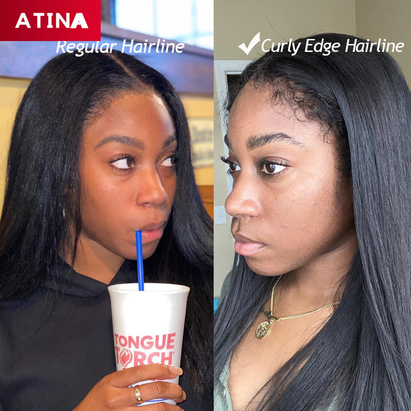 Curly Baby Hair Body Wave Crystal Lace Wig Pre Plucked Glueless 13x6 Lace Front Human Hair Wigs Atina Hair