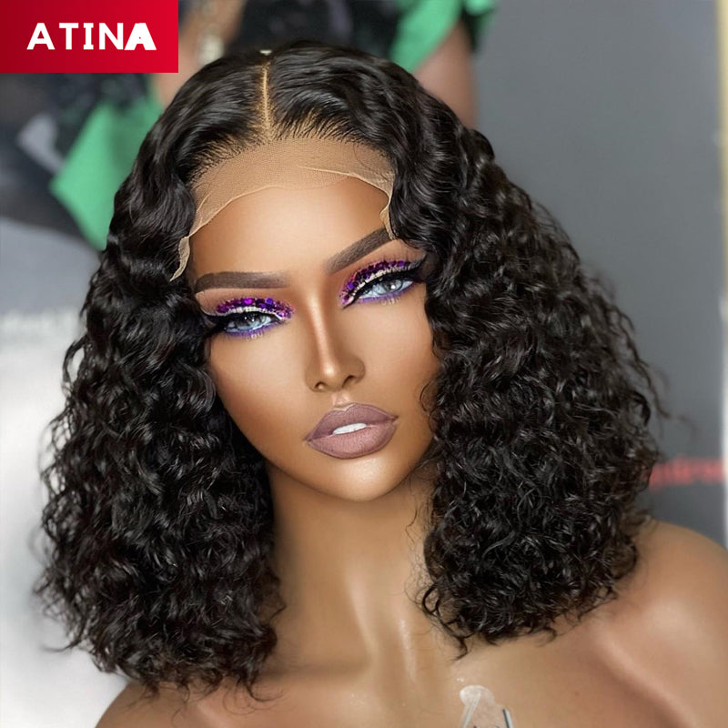 Short Curly Bob Wig Glueless 13x4 Lace Front Human Hair Wigs