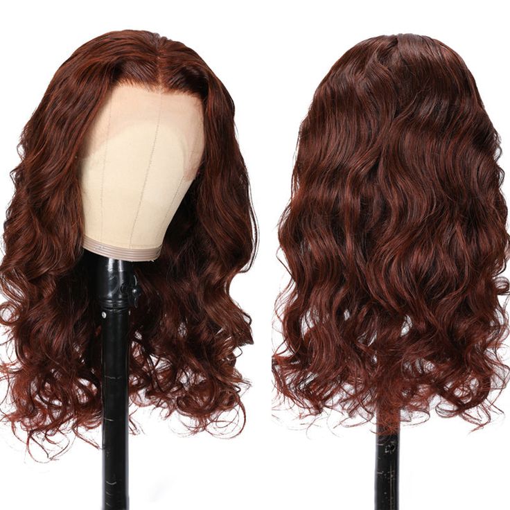 Reddish Brown 13X4 Lace Frontal Hair Wigs Body Wave Pre Plucked