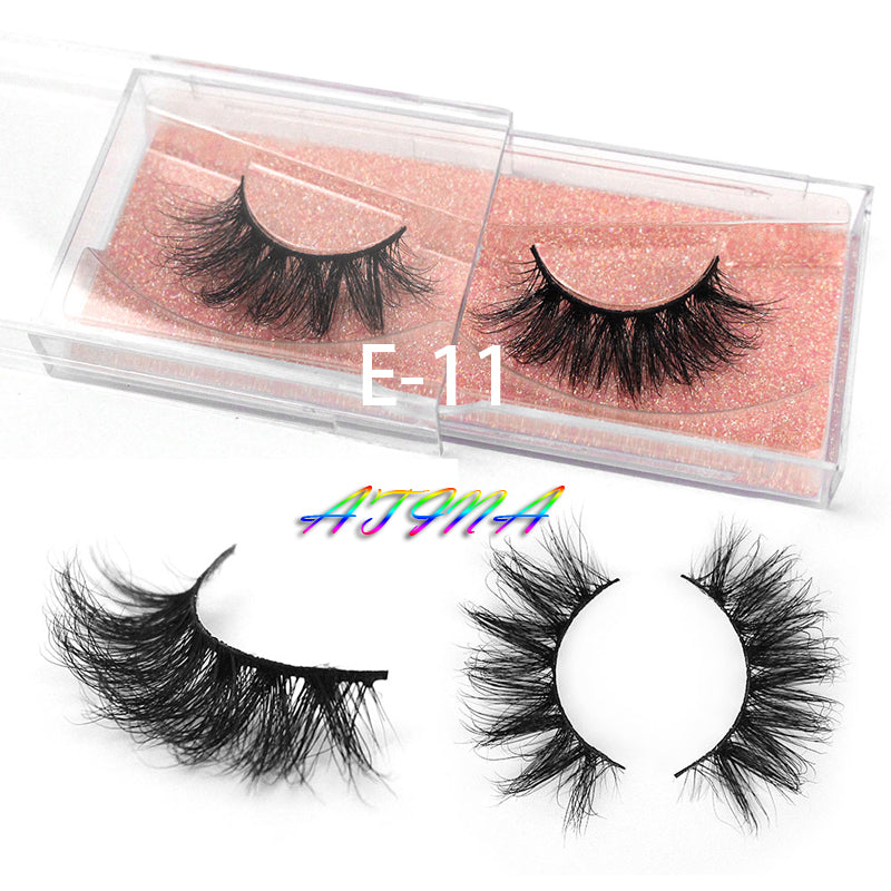 25mm Long 3D Mink Lashes E11 Extra Length Mink Eyelashes Big Dramatic Volumn Eyelashes Strip Thick False Eyelash detail