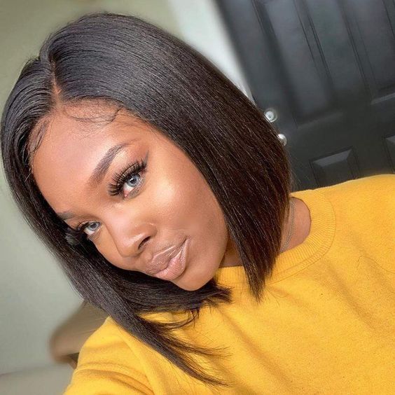 Realistic Wig Curly Baby Hair Kinky Straight Bob Wig