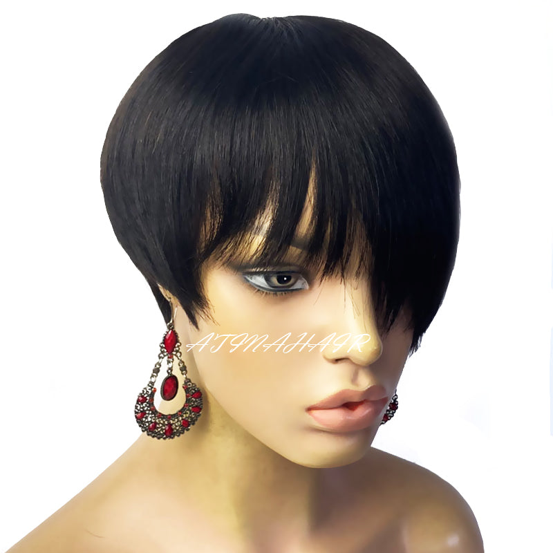 Short Pixie Cut Straight Hair Wig Peruvian Human Hair Wigs For Women Glueless Full Machine Made Wig Free Shipping Ready to Wear Comfortable left