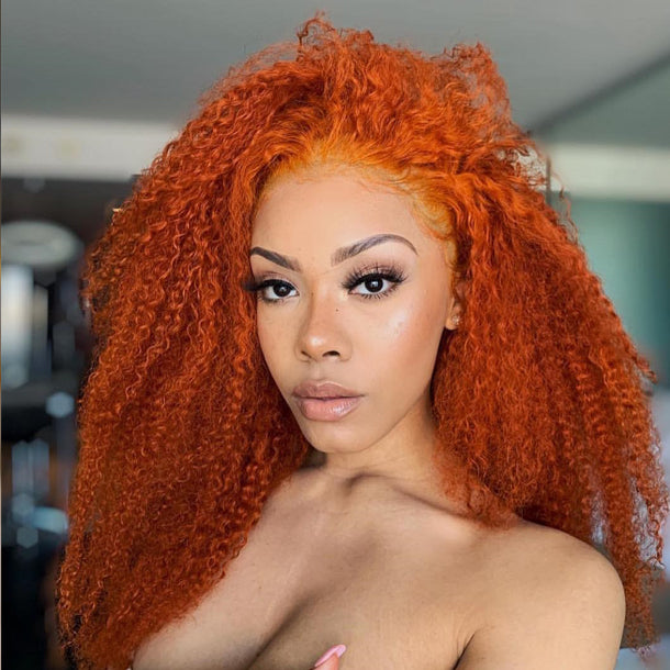 Ginger Wig 13X6 Deep Curly Human Hair Wig for Women Honey Blonde PrePlucked Wigs