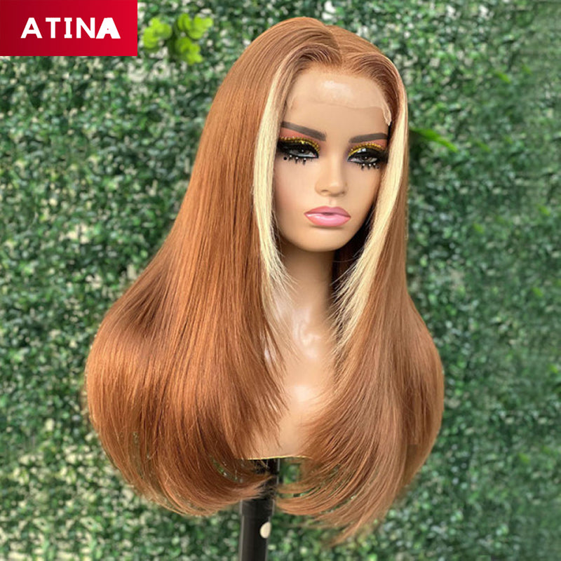 Face Framing | 13x4 Highlight Brown and Blonde Pre-Plucked Lace Front Human Hair Wigs