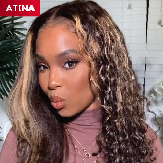 NEW Clear Crystal Lace Ombre Higlight Lace Front Human Hair Wigs Wet & Wavy 2in1 Kinky Straight to Curly
