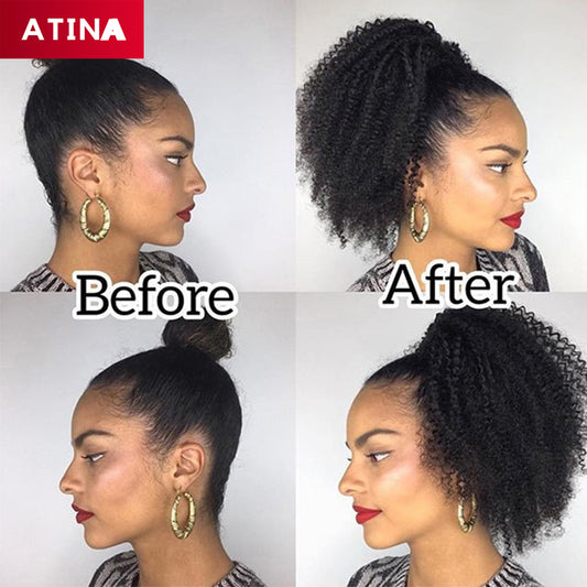 Afro Kinky Curly | Clip In | Brazilian Drawstring Ponytails | 3B 3C