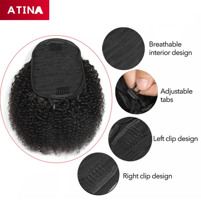 Afro Kinky Curly | Clip In | Brazilian Drawstring Ponytails | 3B 3C