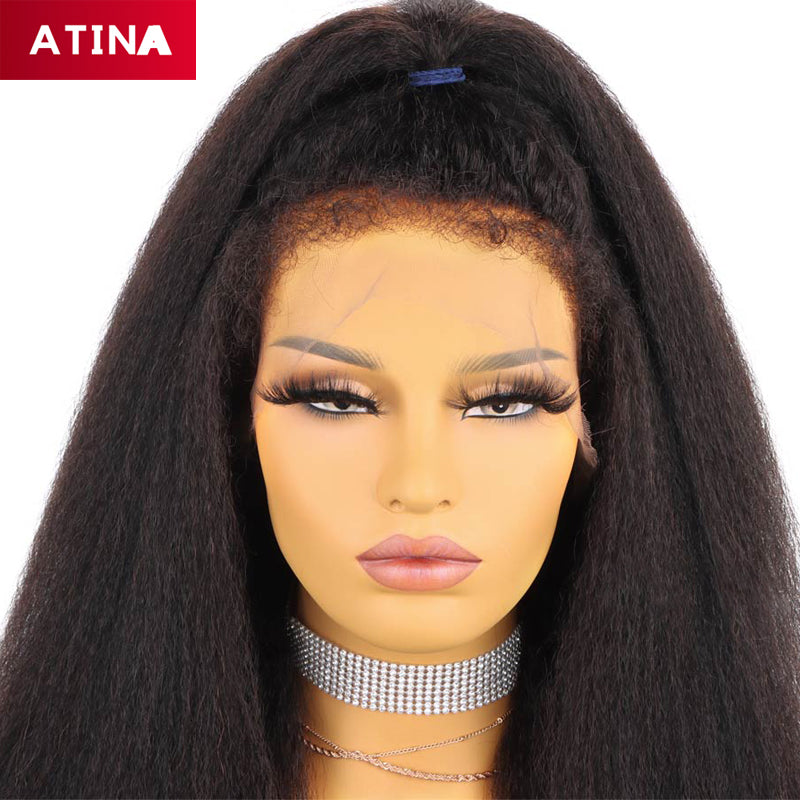 Curly Baby Hair Crystal Lace Kinky Straight Wig 13x6 Lace Front Human Hair Wigs
