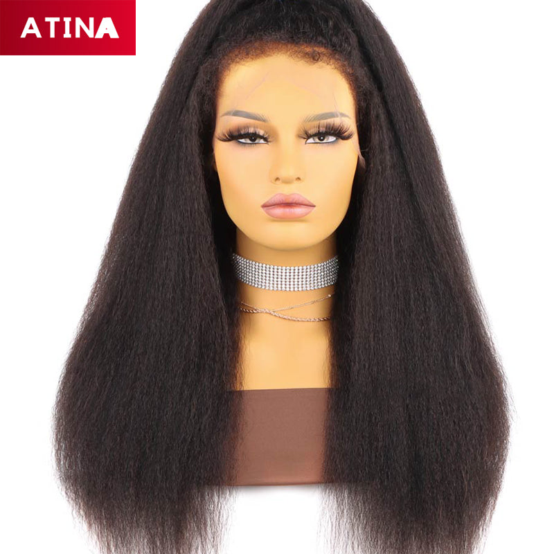 Curly Baby Hair Crystal Lace Kinky Straight Wig 13x6 Lace Front Human Hair Wigs